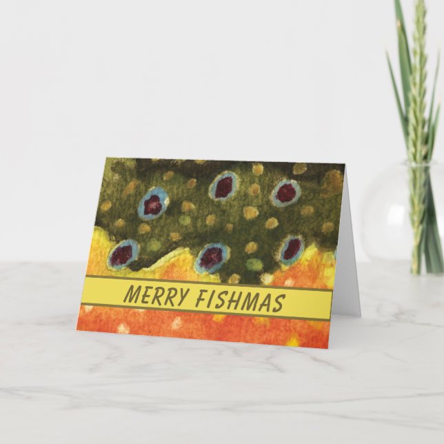 Cartes Pour Fêtes Annuelles Belle pêche à la truite de ruisseau (Devant)