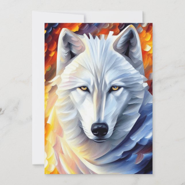 Cartes Pour Fêtes Annuelles Belle peinture de loup blanc (Devant)