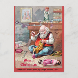 Cartes Pour Fêtes Annuelles Belle poupées à coudre du Père Noël 1888 Vintage