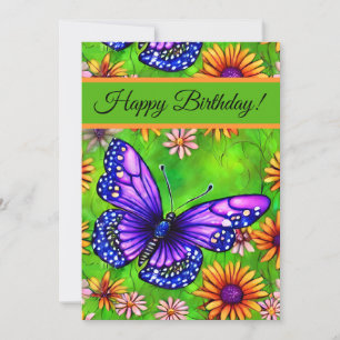 Cartes Pour Fêtes Annuelles Belle prairie à papillon pourpre