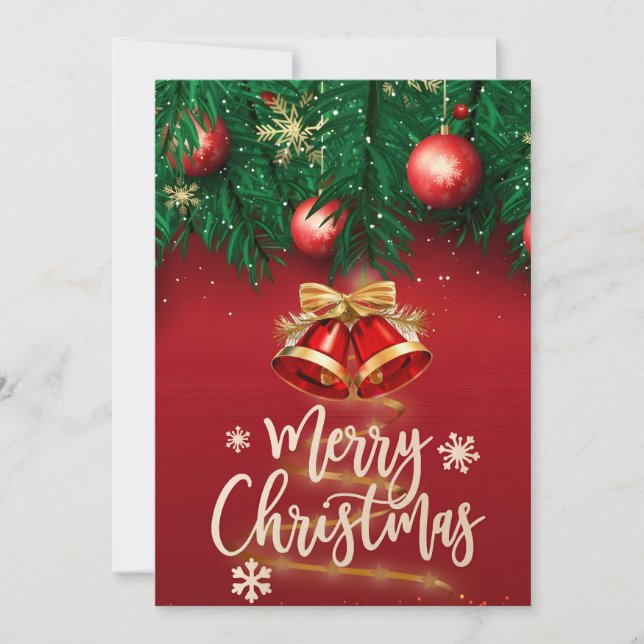 Cartes Pour Fêtes Annuelles Belle Red Gold Joyeux voeux de Noël (Devant)