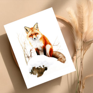 Cartes Pour Fêtes Annuelles Belle Renard Rouge à neige - Winter Faune Greeti