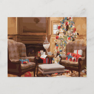 Cartes Pour Fêtes Annuelles Belle scène de salon d'arbre de Noël