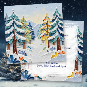 Cartes Pour Fêtes Annuelles Belle Scène Hivernale   Forêt Enchantée