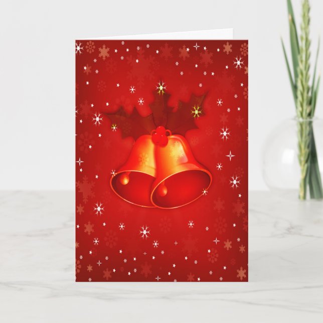Cartes Pour Fêtes Annuelles Belle sonnerie de Noël rouge Élégant Noël (Devant)