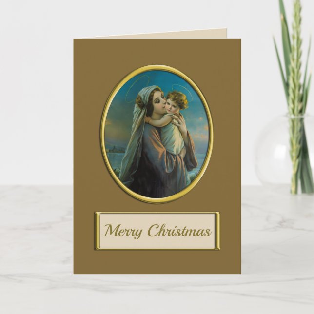 Cartes Pour Fêtes Annuelles Belle Vierge Marie et bébé Jésus (Devant)