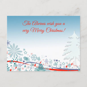Cartes Pour Fêtes Annuelles Belles bleues personnalisées Arbre & Fleurs Dieu B