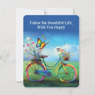 Cartes Pour Fêtes Annuelles Belles fleurs à vélo Nature