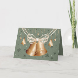 Cartes Pour Fêtes Annuelles Bells de cuivre et Noël d'arc de crème Joyeux