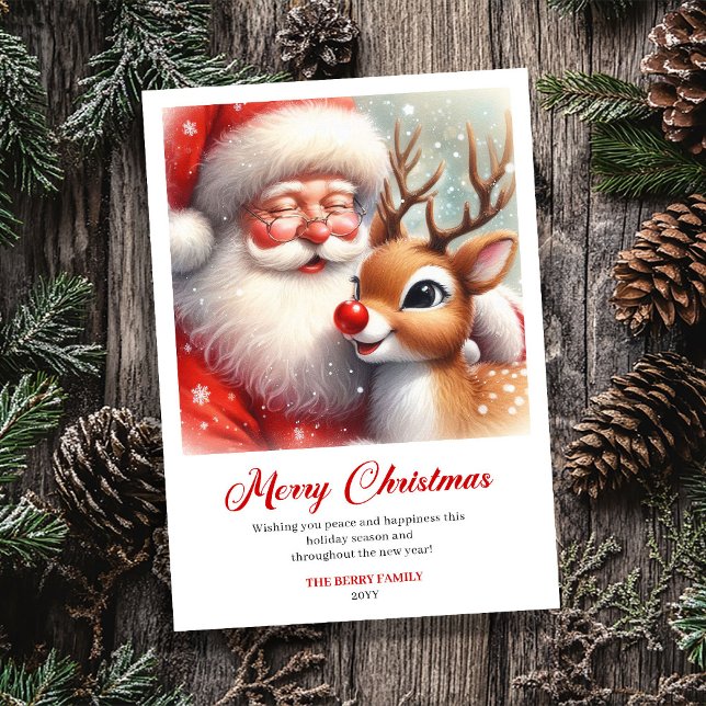 Cartes Pour Fêtes Annuelles Beloved Santa And Rudolph Classic Christmas Card (Beloved Santa And Rudolph Classic Christmas Greeting)