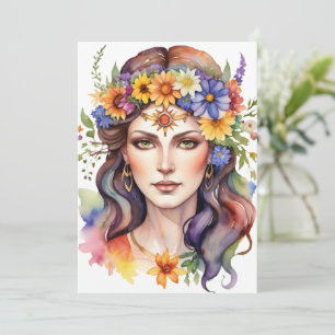 Cartes Pour Fêtes Annuelles Beltane Déesse d'Été Floral Wicca Sabbat