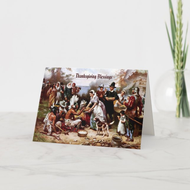 Cartes Pour Fêtes Annuelles Bénédiction d'action de grâce. Art (Devant)