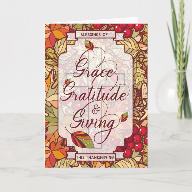 Cartes Pour Fêtes Annuelles Bénédiction de grâce Grace Gratitude et de donner (Devant)