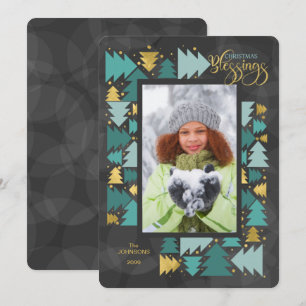 Cartes Pour Fêtes Annuelles Bénédiction de Noël Christian Charcoal Photo