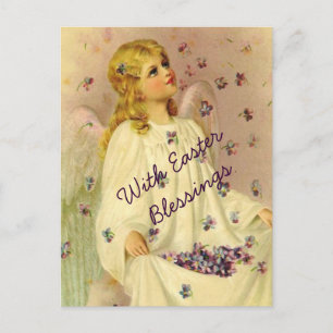 Cartes Pour Fêtes Annuelles Bénédiction De Pâques Angélique Avec Violets