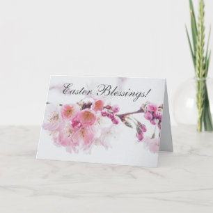 Cartes Pour Fêtes Annuelles Bénédiction de Pâques Bible Verse Cerise rose Fleu