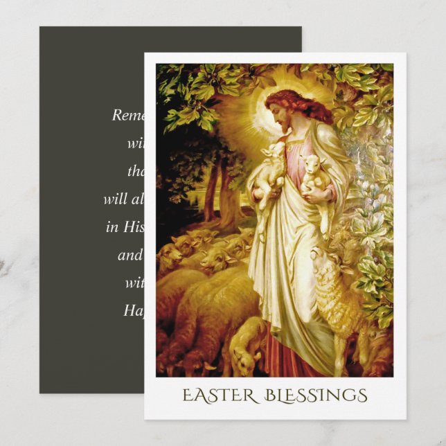 Cartes Pour Fêtes Annuelles Bénédiction de Pâques. La Belle Peinture De Berger (Devant / Derrière)