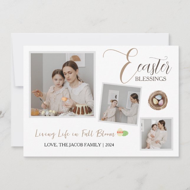 Cartes Pour Fêtes Annuelles Bénédiction de Pâques moderne Script 3 Photo (Devant)