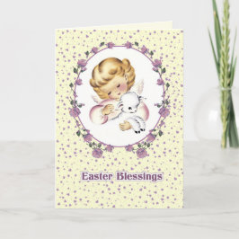 Cartes Pour Fêtes Annuelles Bénédiction de Pâques. Petit Ange avec agneau Pâqu