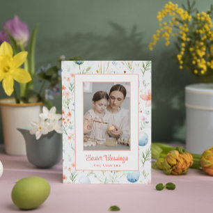 Cartes Pour Fêtes Annuelles Bénédiction de Pâques   Photo et nom personnalisés