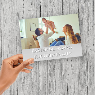 Cartes Pour Fêtes Annuelles Bénédiction de Pâques Plein Bleed Famille Photo vi