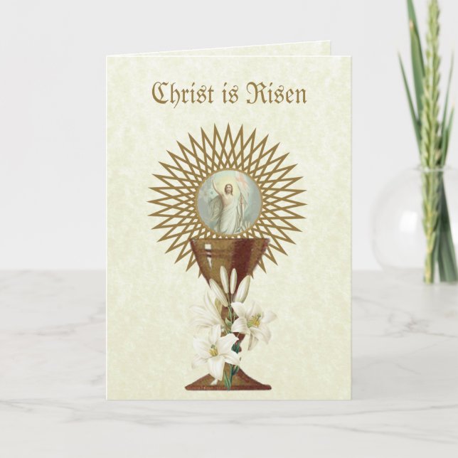Cartes Pour Fêtes Annuelles Bénédiction de Pâques Prière Résurrection Jésus (Devant)