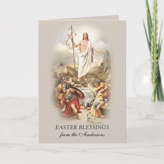 Cartes Pour Fêtes Annuelles Bénédiction de Pâques Résurrection prière de Jésus (Devant)