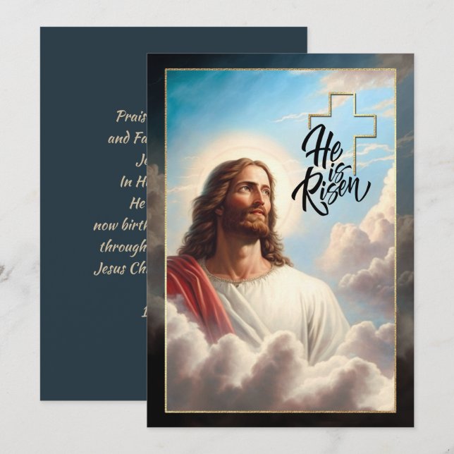 Cartes Pour Fêtes Annuelles Bénédiction de Pâques. Tableau de Jésus-Christ (Devant / Derrière)
