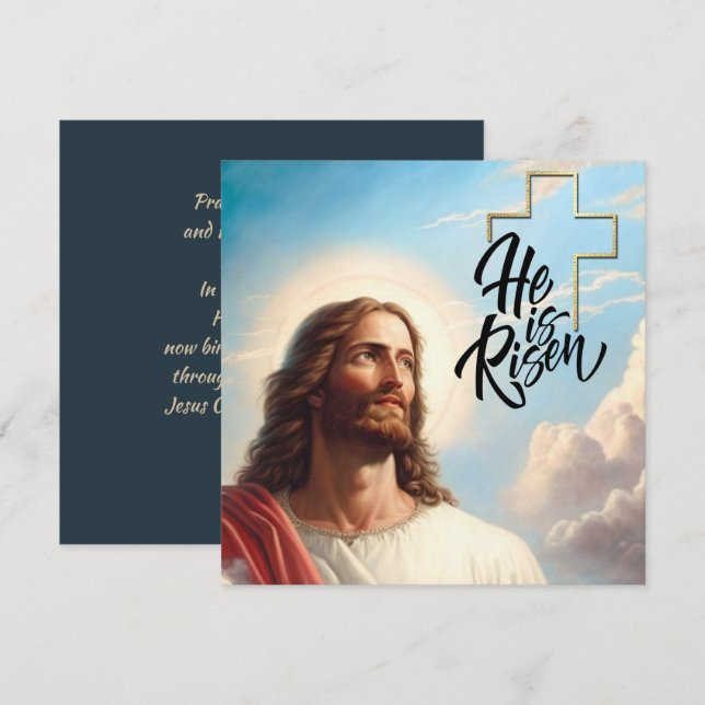 Cartes Pour Fêtes Annuelles Bénédiction de Pâques. Tableau de Jésus-Christ (Devant / Derrière)