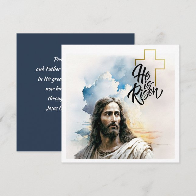 Cartes Pour Fêtes Annuelles Bénédiction de Pâques. Tableau de Jésus-Christ (Devant / Derrière)
