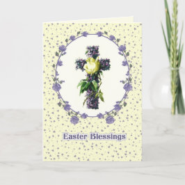 Cartes Pour Fêtes Annuelles Bénédiction de Pâques. Vintage Floral Cross Religi