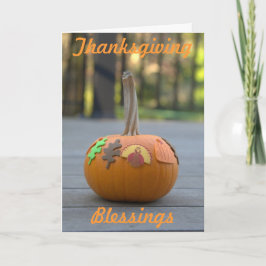 Cartes Pour Fêtes Annuelles Bénédiction de Thanksgiving Orange Citrouille