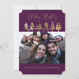 Cartes Pour Fêtes Annuelles Bénédiction de vacances   Purple Gold & Black Tree