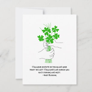Cartes Pour Fêtes Annuelles Bénédiction irlandaise avec Bouquet de trèfle à qu