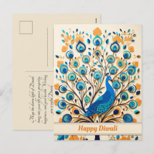 Cartes Pour Fêtes Annuelles 🦚 Bénédiction radiante de Peacock Diwali