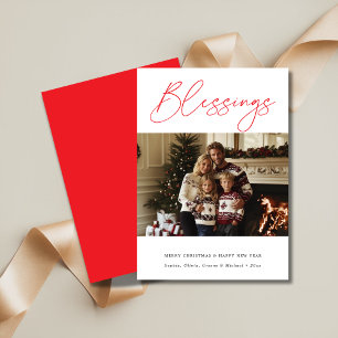 Cartes Pour Fêtes Annuelles Bénédiction religieuse rouge Noël Nouvel An Photo