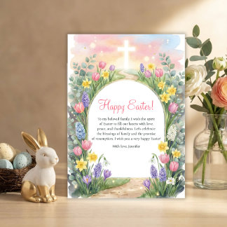 Cartes Pour Fêtes Annuelles Bénédictions chrétiennes de Pâques Croix Fleurs de