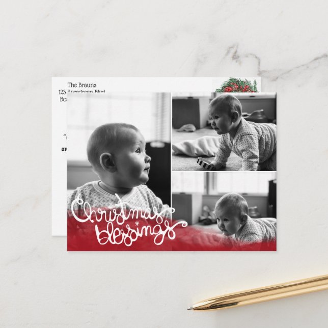 Cartes Pour Fêtes Annuelles Bénédictions de Noël (Devant/Arrière en situation)