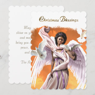 Cartes Pour Fêtes Annuelles Bénédictions de Noël. Ange afro-américain
