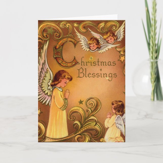 Cartes Pour Fêtes Annuelles Bénédictions de Noël angéliques (Devant)