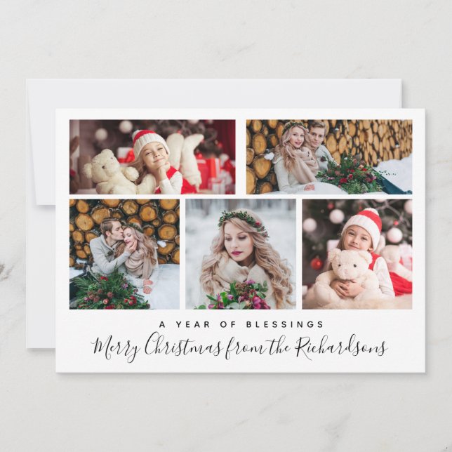 Cartes Pour Fêtes Annuelles Bénédictions de Noël | Grille multiphoto (Devant)