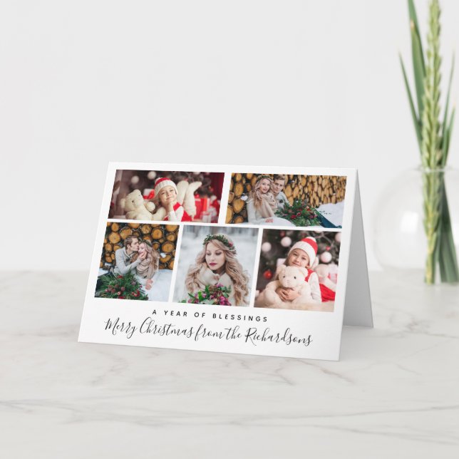 Cartes Pour Fêtes Annuelles Bénédictions de Noël | Grille multiphoto (Devant)