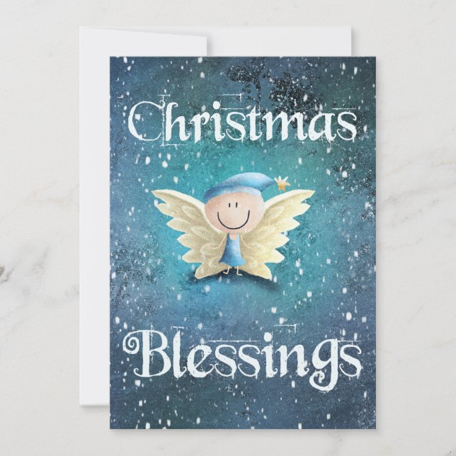 Cartes Pour Fêtes Annuelles Bénédictions de Noël mignon ange (Devant)