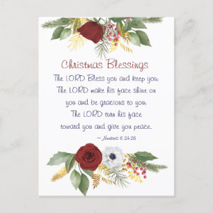 Cartes Pour Fêtes Annuelles Bénédictions de Noël Seigneur Bénissez-vous Bible 