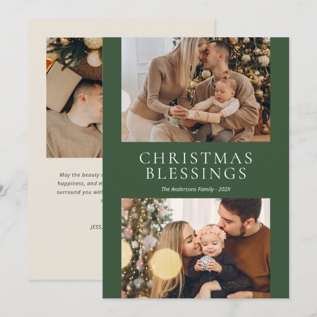 Cartes Pour Fêtes Annuelles Bénédictions de Noël simples (Devant / Derrière)