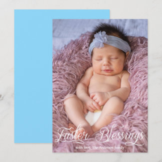 Cartes Pour Fêtes Annuelles Bénédictions de Pâques Bébé Garçon Famille Bleu Ph