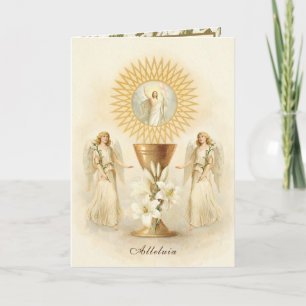 Cartes Pour Fêtes Annuelles Bénédictions de Pâques Calice de Prêtre Résurrecti