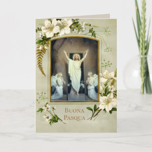 Cartes Pour Fêtes Annuelles Bénédictions de Pâques italiennes Joyeuses Pâques