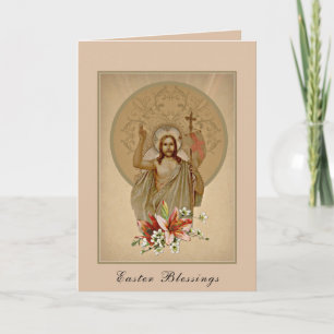 Cartes Pour Fêtes Annuelles Bénédictions de Pâques joyeuses Prière de Résurrec