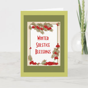 Cartes Pour Fêtes Annuelles Bénédictions de solstice d'hiver avec des baies de
